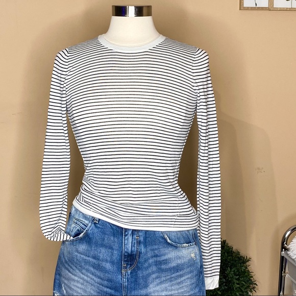 H&M Tops - H&M | Striped long sleeve white and black Sz S